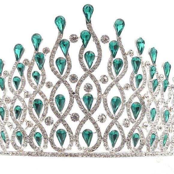 Quinceanera sweet 15 16 prom pageant tiara crown Green Austrian crystal … - Picture 2 of 7
